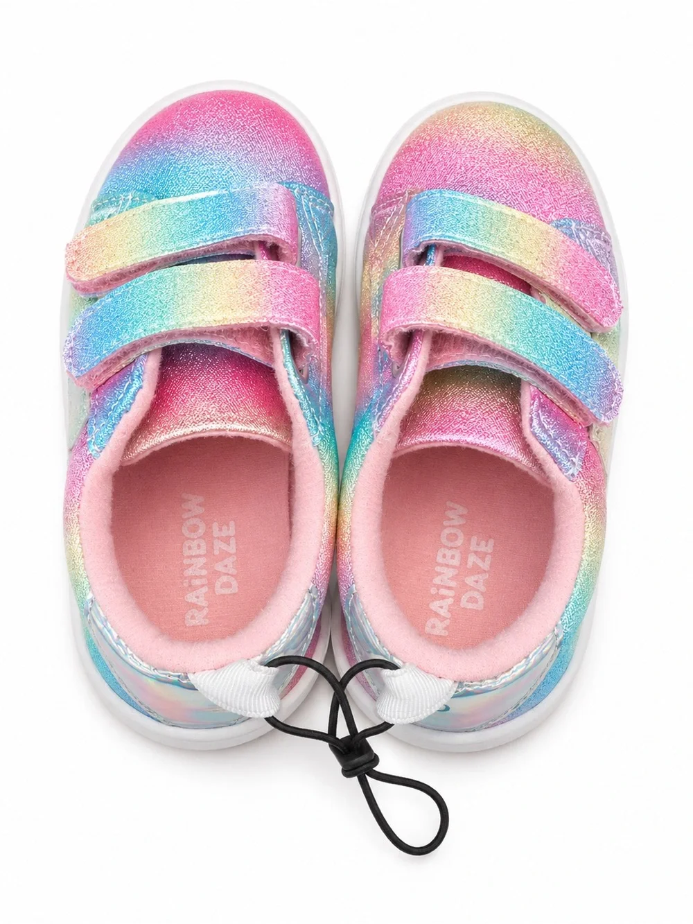 Kids Rainbow Glitter Velcro Sneakers - Pink/Blue